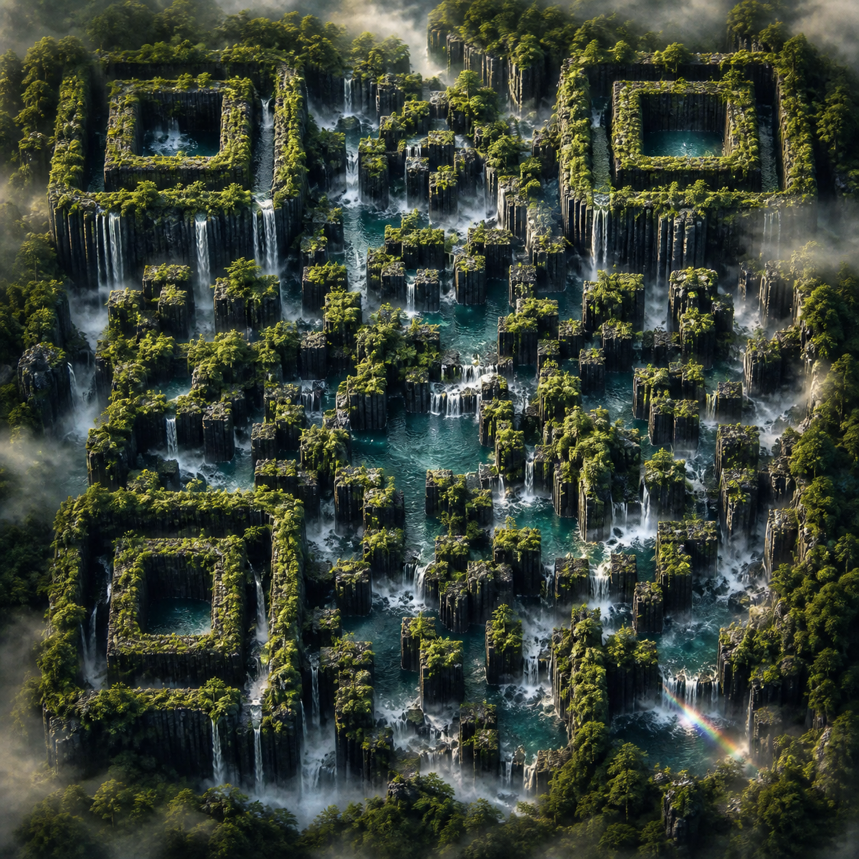 Original Living Falls artwork before QR engineering
